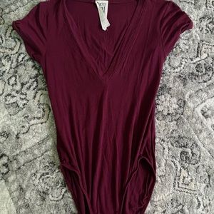 Free people oh my v body suit XS maroon/burgundy